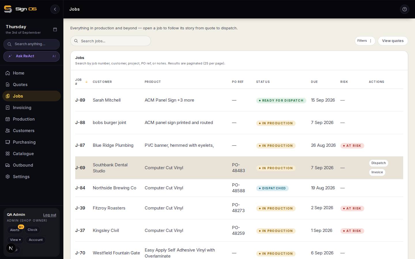 Track a council permit — the screen in Sign OS